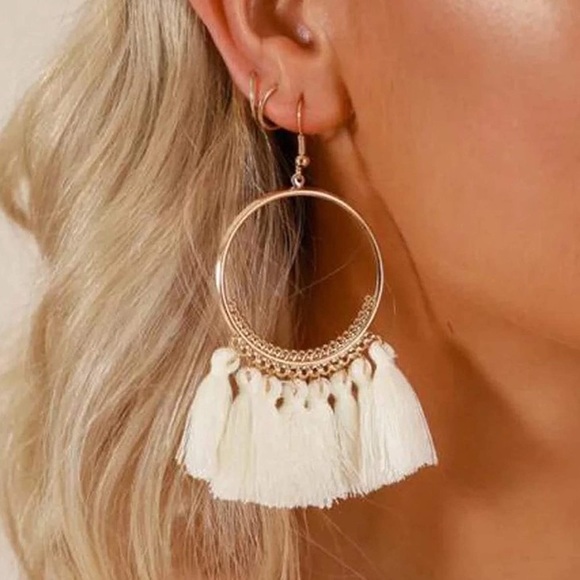 “Arriba!” Tassel Fringe Statement Hoop Earrings - Picture 14 of 14